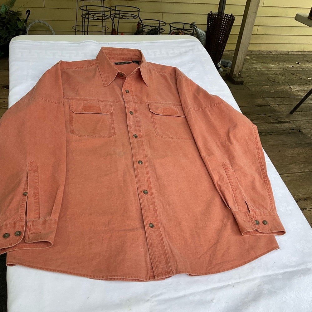 C-RedHead Men's Casual Button-Down Shirt in Faded Orange XL